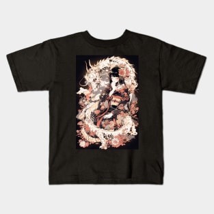 Geisha and Dragon 7809 Kids T-Shirt